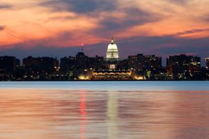 Wisconsin State Capitol and skyline. Wisconsin State Capitol and skyline.