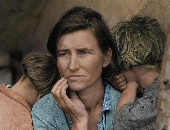 Dorothea Lange, ‘Migrant Mother’, 1936, colorized, via Pixabay/CC0 Dorothea Lange, ‘Migrant Mother’, 1936, colorized, via Pixabay/CC0