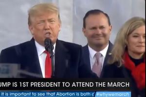 President Trump speaking at the March for Life. President Trump speaking at the March for Life.