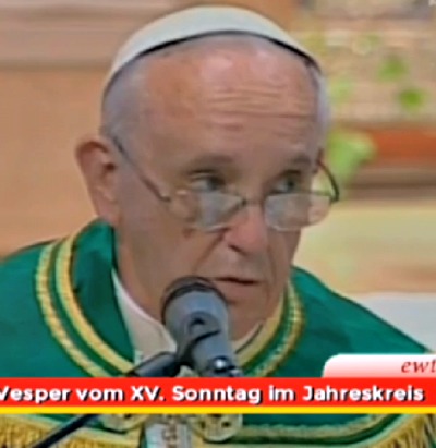Pope Francis delivers his homily during vespers with Paraguay clergy and religious on July 11. Pope Francis delivers his homily during vespers with Paraguay clergy and religious on July 11.