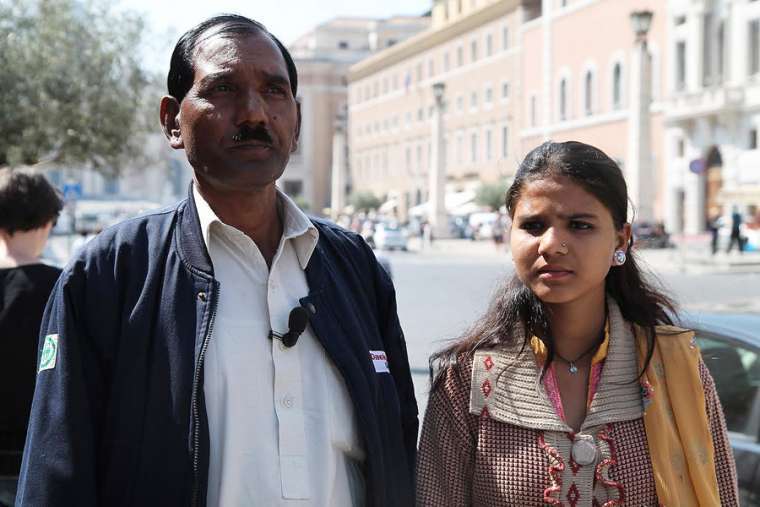 Ashiq Mesih and Eisham Ashiq, Asia Bibi's husband and daughter, speak to CNA in Rome April 15, 2015. Ashiq Mesih and Eisham Ashiq, Asia Bibi's husband and daughter, speak to CNA in Rome April 15, 2015.