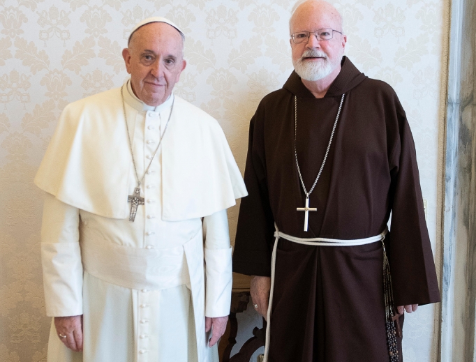 Cardinal Seán O’Malley of Boston meets with Pope Francis at the Vatican April 19, 2018. Cardinal Seán O’Malley of Boston meets with Pope Francis at the Vatican April 19, 2018.