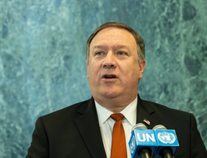 Secretary of State Mike Pompeo addresses the United Nations, 2018. Secretary of State Mike Pompeo addresses the United Nations, 2018.
