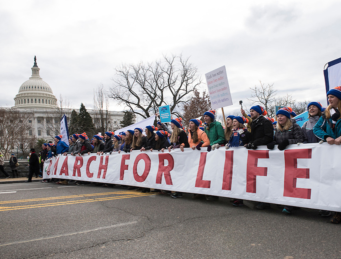 Crowds gather in Washington, D.C., for the March for Life in 2017. Crowds gather in Washington, D.C., for the March for Life in 2017.