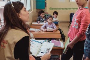 Above and below, Caritas Lebanon aids refugees with education and after-school programs. Also below, Good Shepherd Sister Antoinette Assaf, director of St. Anthony’s Dispensary in the Jdeideh section of Beirut, Lebanon, meets with beneficiaries. The clinic, which functions as a primary health care center, serves Syrian and Iraqi refugees, as well as Lebanon’s poor. Above and below, Caritas Lebanon aids refugees with education and after-school programs. Also below, Good Shepherd Sister Antoinette Assaf, director of St. Anthony’s Dispensary in the Jdeideh section of Beirut, Lebanon, meets with beneficiaries. The clinic, which functions as a primary health care center, serves Syrian and Iraqi refugees, as well as Lebanon’s poor.