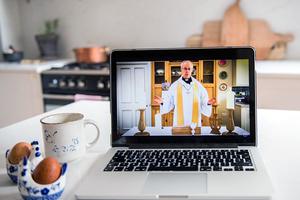 In this photo illustration the Anglican archbishop of Canterbury, Justin Welby, gives the first national digital Easter Sunday service from his kitchen at Lambeth Palace on April 12 in London, England. In this photo illustration the Anglican archbishop of Canterbury, Justin Welby, gives the first national digital Easter Sunday service from his kitchen at Lambeth Palace on April 12 in London, England.