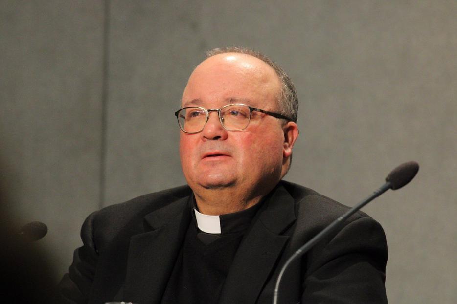 Archbishop Charles Scicluna of Malta — a member of the four-member preparatory committee for the Feb. 21-24 meeting — addresses a Feb. 18 Vatican news conference. Archbishop Charles Scicluna of Malta — a member of the four-member preparatory committee for the Feb. 21-24 meeting — addresses a Feb. 18 Vatican news conference.