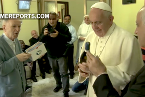 Pope Francis greeting ill priests at a center in Rome. Pope Francis greeting ill priests at a center in Rome.
