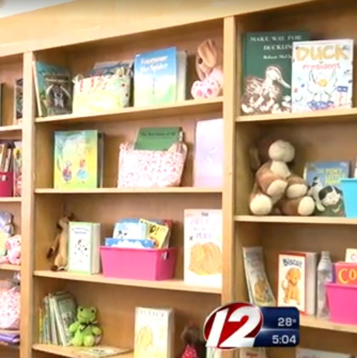 Children's books and stuffed animals are available in the library of the Holy Family Home for Women and Children, located in a renovated former parochial school in Providence, R.I. Children's books and stuffed animals are available in the library of the Holy Family Home for Women and Children, located in a renovated former parochial school in Providence, R.I.