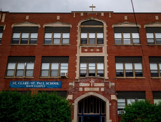 Democratic presidential candidate Joe Biden’s childhood school, St. Paul’s Catholic School, is seen in Scranton, Pennsylvania, on Aug. 12. School choice and funding is a hot-button issue on the campaign trail. Democratic presidential candidate Joe Biden’s childhood school, St. Paul’s Catholic School, is seen in Scranton, Pennsylvania, on Aug. 12. School choice and funding is a hot-button issue on the campaign trail.