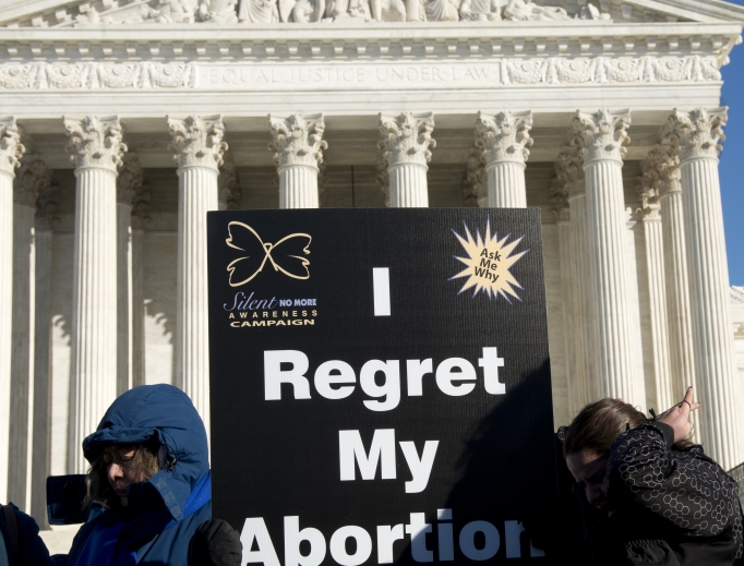 Women gather at the U.S. Supreme Court during the annual March for Life to announce, ‘I regret my abortion.’
Women gather at the U.S. Supreme Court during the annual March for Life to announce, ‘I regret my abortion.’