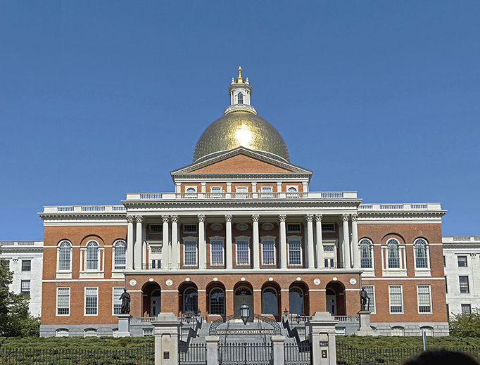 The Massachusetts State House in Boston. The Massachusetts State House in Boston.
