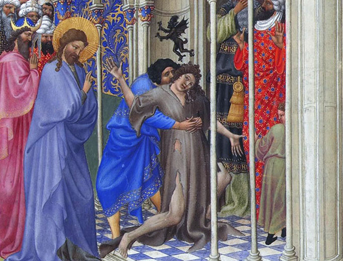 Les Très Riches Heures du duc de Berry, “The Exorcism”, Folio 166r Les Très Riches Heures du duc de Berry, “The Exorcism”, Folio 166r