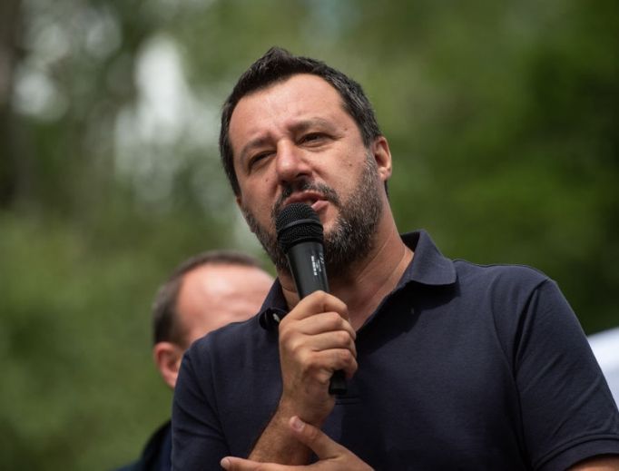 Matteo Salvini, Italy’s vice premier, who heads the La Lega party in the country’s ruling coalition, attends a rally for another candidate June 1 in Potenza, Italy. Matteo Salvini, Italy’s vice premier, who heads the La Lega party in the country’s ruling coalition, attends a rally for another candidate June 1 in Potenza, Italy.