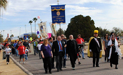 ARIZONA THRONG. Bishop Gerald Kicanas of the Diocese of Tuscon leads the March for Life through the city that concluded with all-night Eucharistic adoration. ARIZONA THRONG. Bishop Gerald Kicanas of the Diocese of Tuscon leads the March for Life through the city that concluded with all-night Eucharistic adoration.