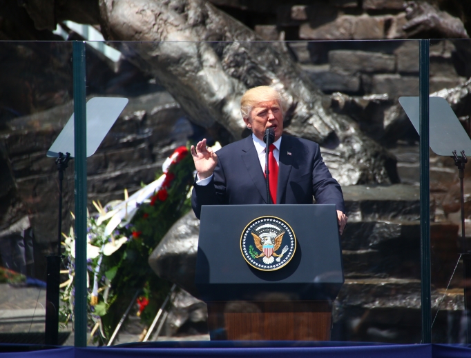 President Donald Trump speaks at the monument to the heroes of the 1944 Warsaw Uprising against the occupying Nazi Germans in Krasinski Square in Warsaw, Poland, July 6. President Donald Trump speaks at the monument to the heroes of the 1944 Warsaw Uprising against the occupying Nazi Germans in Krasinski Square in Warsaw, Poland, July 6.