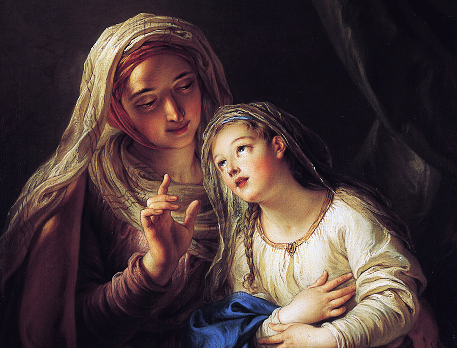 ABOVE: Charles-Antoine Coypel, “The Education of the Virgin Mary,” c. 1736. BELOW: St. Anne Church in Jerusalem (Berthold Werner/Public Domain/Wikimedia Commons). ABOVE: Charles-Antoine Coypel, “The Education of the Virgin Mary,” c. 1736. BELOW: St. Anne Church in Jerusalem (Berthold Werner/Public Domain/Wikimedia Commons).