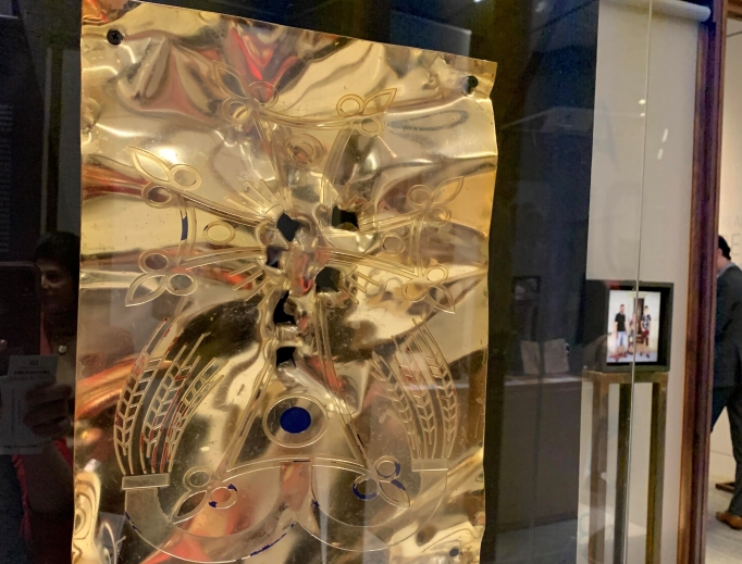 The ‘Cross in Fire’ exhibit at the Museum of the Bible highlights the horrific plight of Christians in the Middle East. Above, a badly damaged tabernacle door from the Armenian town of Kessab, Syria, is on display. Below: A statue fragment of Mary’s veil with cracks and bullet holes from the Chapel of St. Addai in Batnaya, Iraq, sits under glass, and a burnt Bible attests to the atrocities. Also below, Tristan Azbej, the Hungarian state secretary for persecuted Christians, speaks Feb. 5. The ‘Cross in Fire’ exhibit at the Museum of the Bible highlights the horrific plight of Christians in the Middle East. Above, a badly damaged tabernacle door from the Armenian town of Kessab, Syria, is on display. Below: A statue fragment of Mary’s veil with cracks and bullet holes from the Chapel of St. Addai in Batnaya, Iraq, sits under glass, and a burnt Bible attests to the atrocities. Also below, Tristan Azbej, the Hungarian state secretary for persecuted Christians, speaks Feb. 5.
