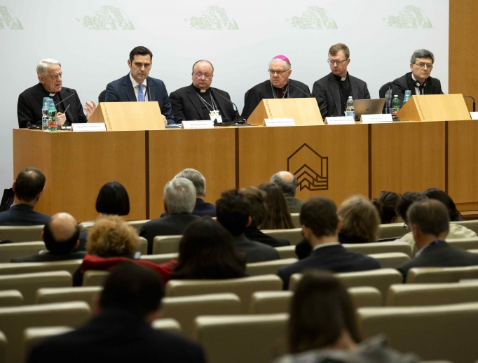 Participants at the Vatican abuse summit brief the media Feb. 21. Participants at the Vatican abuse summit brief the media Feb. 21.