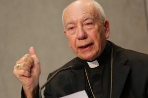 Cardinal Francesco Coccopalmerio, president of the Pontifical Council for Legislative Texts, speaks at a Vatican press conference Sept. 8, 2015. Cardinal Francesco Coccopalmerio, president of the Pontifical Council for Legislative Texts, speaks at a Vatican press conference Sept. 8, 2015.