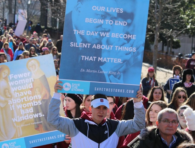 Signs for life at the 45th annual March for Life in Washington, D.C., Jan. 19. Signs for life at the 45th annual March for Life in Washington, D.C., Jan. 19.