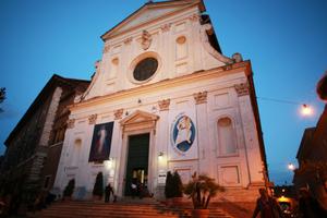 The Shrine of Mercy in the Santo Spirito in Sassia Church in Rome, Italy, including images of Pope St. John Paul II and St. Faustina. The Shrine of Mercy in the Santo Spirito in Sassia Church in Rome, Italy, including images of Pope St. John Paul II and St. Faustina.