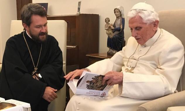 Pope Emeritus Benedict XVI with Metropolitan Hilarion of Volokolamsk, chairman of the Department of External Relations in the Russian Orthodox Church, Sept. 26, 2017 Pope Emeritus Benedict XVI with Metropolitan Hilarion of Volokolamsk, chairman of the Department of External Relations in the Russian Orthodox Church, Sept. 26, 2017