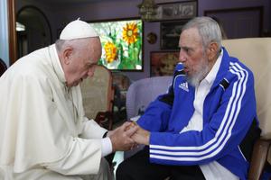 Pope Francis met briefly with Fidel Castro in Havana, Cuba, on Sept. 20, 2015. Pope Francis met briefly with Fidel Castro in Havana, Cuba, on Sept. 20, 2015.