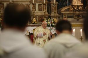 Cardinal Ernest Simoni takes possession of Santa Maria della Scalla in Rome Feb. 11. Cardinal Ernest Simoni takes possession of Santa Maria della Scalla in Rome Feb. 11.
