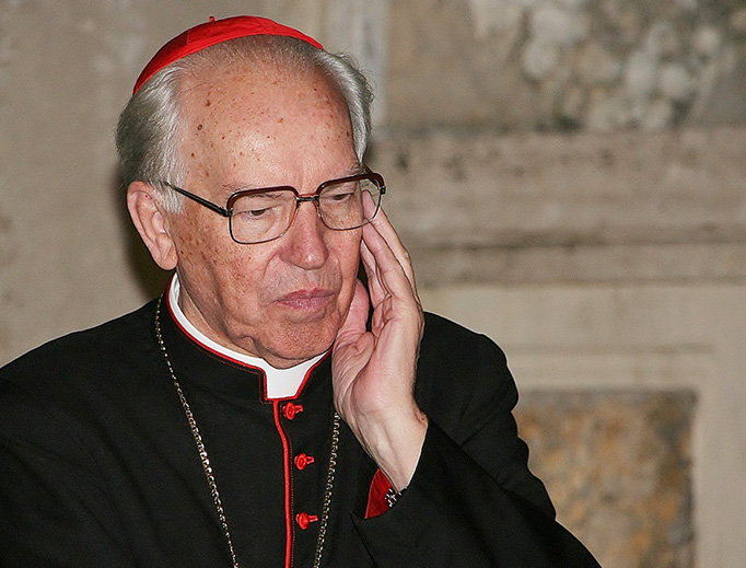 Cardinal Giovanni Battista Re at the Pontifical Academy of Sciences in 2014.
Cardinal Giovanni Battista Re at the Pontifical Academy of Sciences in 2014.