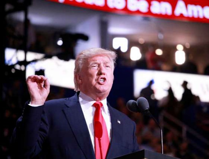 Donald Trump speaks at the Republic National Convention in Cleveland, July 21, 2016. Donald Trump speaks at the Republic National Convention in Cleveland, July 21, 2016.