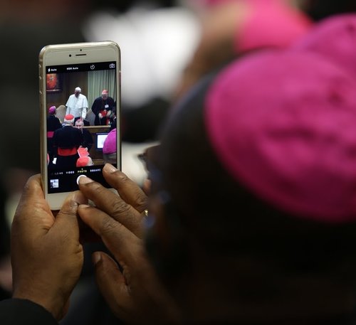 A smartphone view of the first day of the ordinary synod on the family, Oct. 5. A smartphone view of the first day of the ordinary synod on the family, Oct. 5.