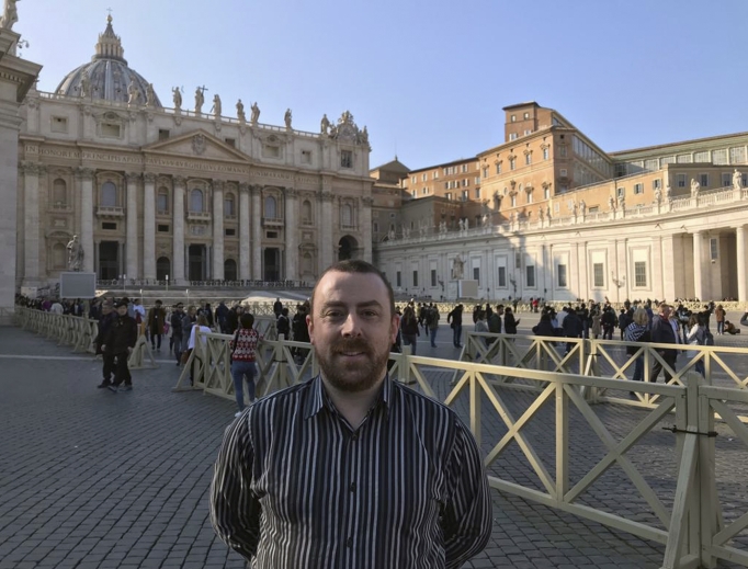 Vincent Doyle, of advocacy group Coping International, poses for a photo during an interview with The Associated Press, in St. Peter's Square at the Vatican Feb. 20. The lead organizer of the Vatican's sex-abuse summit, Archbishop Charles Scicluna, met with Doyle, the child of a priest and campaigner seeking to draw attention to the plight of children of priests. Vincent Doyle, of advocacy group Coping International, poses for a photo during an interview with The Associated Press, in St. Peter's Square at the Vatican Feb. 20. The lead organizer of the Vatican's sex-abuse summit, Archbishop Charles Scicluna, met with Doyle, the child of a priest and campaigner seeking to draw attention to the plight of children of priests.