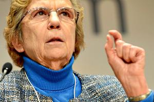 Sister Carol Keehan, president and CEO of the Catholic Health Association, makes a point during the session 'Open forum: Is Religion Outdated in the 21st Century?' at the 2013 meeting of the World Economic Forum in Davos, Switzerland. Sister Carol Keehan, president and CEO of the Catholic Health Association, makes a point during the session 'Open forum: Is Religion Outdated in the 21st Century?' at the 2013 meeting of the World Economic Forum in Davos, Switzerland.