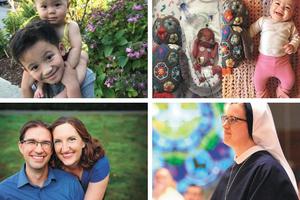 Clockwise from top left: Welcoming new life in the Nguyen and Hampton families, fully living religious life for Sister Madeleine Agnes of the Sisters of Life and married life for the Bartels all reflect the dignity of life amid vocations. Clockwise from top left: Welcoming new life in the Nguyen and Hampton families, fully living religious life for Sister Madeleine Agnes of the Sisters of Life and married life for the Bartels all reflect the dignity of life amid vocations.
