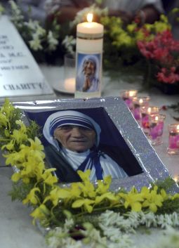 A floral arrangement is seen on Blessed Mother Teresa's tomb in Calcutta, India, where she founded the Missionaries of Charity. A floral arrangement is seen on Blessed Mother Teresa's tomb in Calcutta, India, where she founded the Missionaries of Charity.