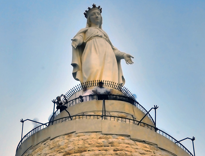 The Shrine of Our Lady of Lebanon in Harissa, Lebanon.
The Shrine of Our Lady of Lebanon in Harissa, Lebanon.