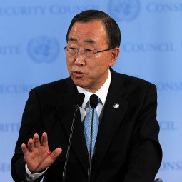 United Nations Secretary-General Ban Ki-moon speaks to the media April 19 in New York City. United Nations Secretary-General Ban Ki-moon speaks to the media April 19 in New York City.