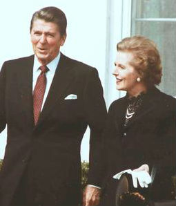 Margaret Thatcher with Ronald Reagan in 1981. Margaret Thatcher with Ronald Reagan in 1981.