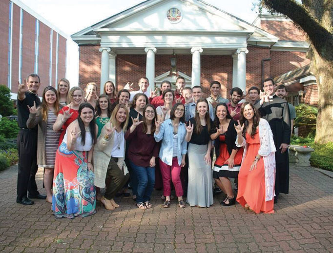 University of Louisiana at Lafayette students and priests at Our Lady of Wisdom Church and Catholic Student Center. University of Louisiana at Lafayette students and priests at Our Lady of Wisdom Church and Catholic Student Center.
