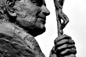 Detail of sculpture of Pope John Paul II in Krakow, Poland. Detail of sculpture of Pope John Paul II in Krakow, Poland.