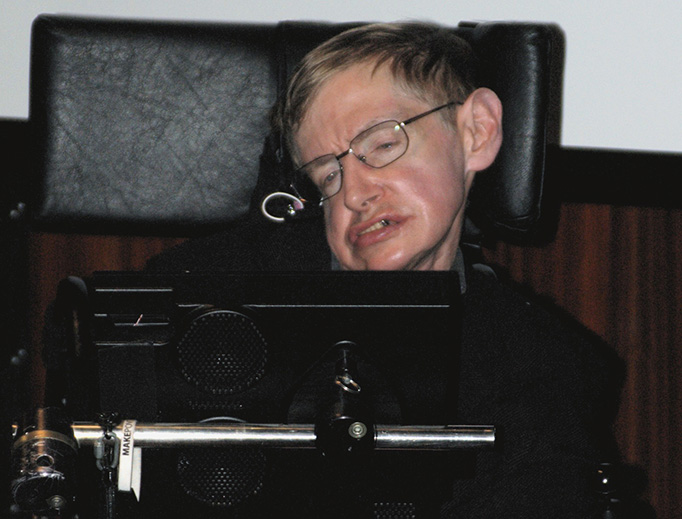 Stephen Hawking appears during the 2006 press conference at the National Library of France to inaugurate the Laboratory of Astronomy and Particles in Paris.
Stephen Hawking appears during the 2006 press conference at the National Library of France to inaugurate the Laboratory of Astronomy and Particles in Paris.