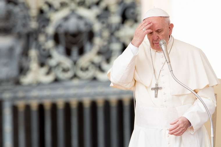 Pope Francis makes the Sign of the Cross April 18. Pope Francis makes the Sign of the Cross April 18.