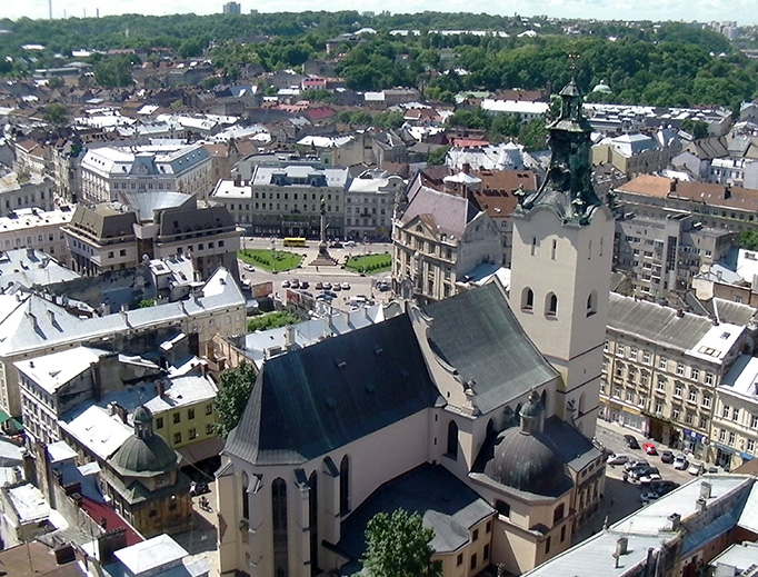 The 14th-century Archcathedral Basilica of the Assumption of the Blessed Virgin Mary is the seat of the Latin Rite metropolitan archbishop of Lviv, Ukraine. The 14th-century Archcathedral Basilica of the Assumption of the Blessed Virgin Mary is the seat of the Latin Rite metropolitan archbishop of Lviv, Ukraine.