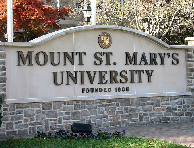 The entrance sign to Mount St. Mary's University in Maryland, United States. The entrance sign to Mount St. Mary's University in Maryland, United States.