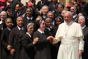 Pope Francis with women religious at the Jubilee Audience in St. Peter's Square on June 30, 2016.
Pope Francis with women religious at the Jubilee Audience in St. Peter's Square on June 30, 2016.