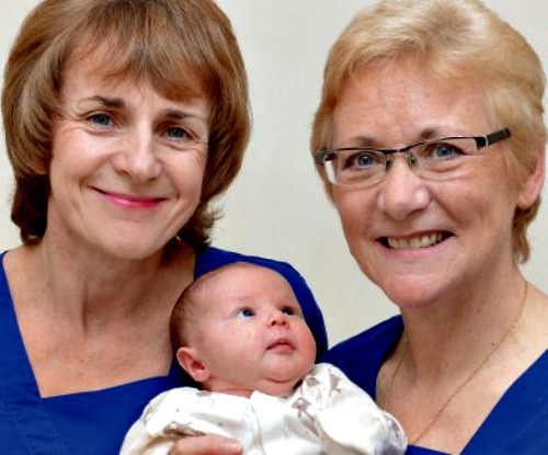 Scottish midwives Connie Wood (l) and Mary Doogan
Scottish midwives Connie Wood (l) and Mary Doogan