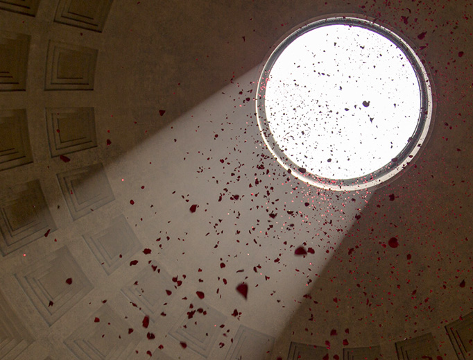 The feast of Pentecost is celebrated at Rome’s Pantheon with traditional rose petals on June 4, 2017. The feast of Pentecost is celebrated at Rome’s Pantheon with traditional rose petals on June 4, 2017.