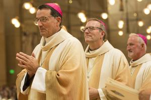 Bishops Joseph Brennan, Robert Barron and David O'Connell (l to r) were ordained as auxiliary bishops for the Archdiocese of Los Angeles Sept. 8 at the Cathedral of Our Lady of the Angels. Bishops Joseph Brennan, Robert Barron and David O'Connell (l to r) were ordained as auxiliary bishops for the Archdiocese of Los Angeles Sept. 8 at the Cathedral of Our Lady of the Angels.