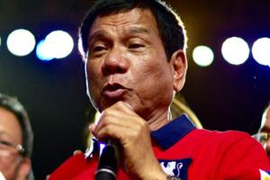 Rodrigo Duterte speaks at Manila’s Rizal Park on May 7, 2016. Rodrigo Duterte speaks at Manila’s Rizal Park on May 7, 2016.